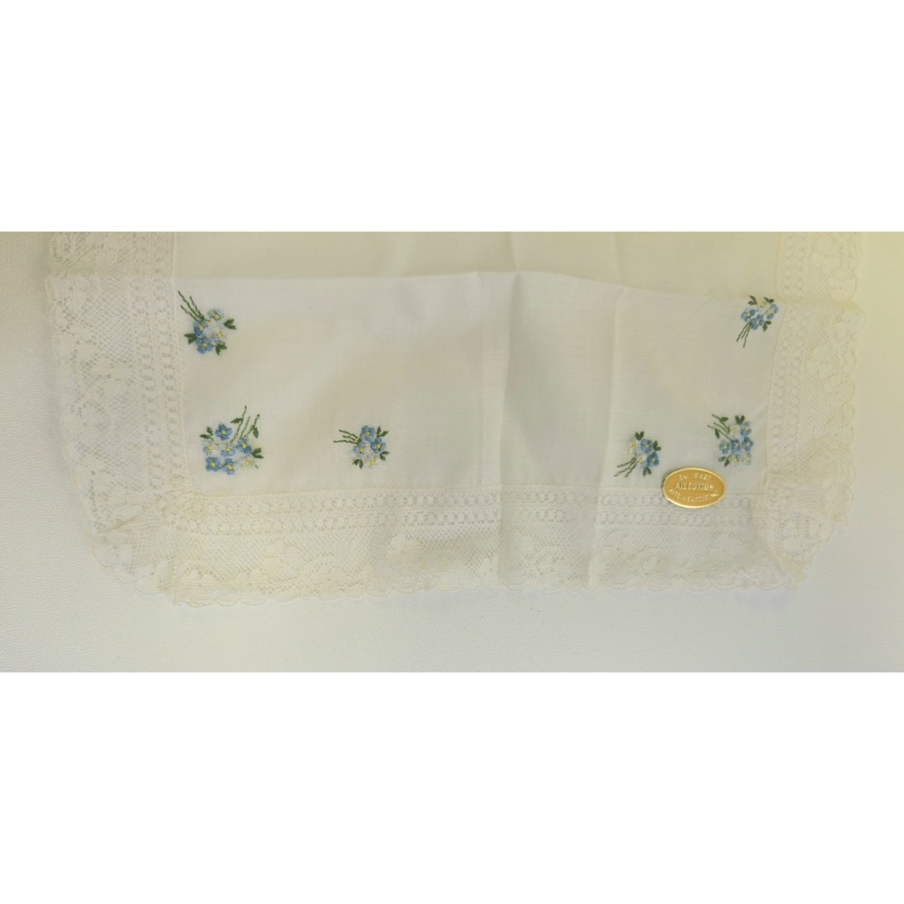 Vtg Embroidered Floral Cotton Hankie Handkerchief Switzerland RN15627 White Lace - Picture 10 of 13